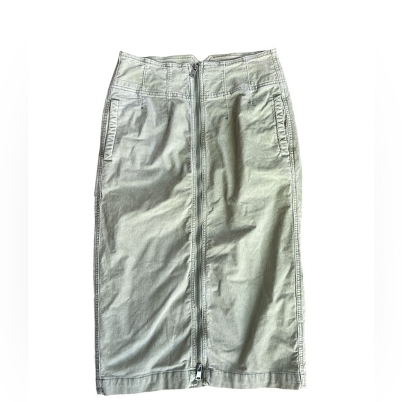 We The Free FREE PEOPLE I Want It All Moss Green Zip Front Corduroy Midi Skirt - Picture 6 of 9